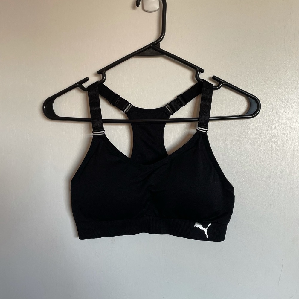 Puma Athletic Black Padded Logo Bra - Size S - Picture 3 of 6